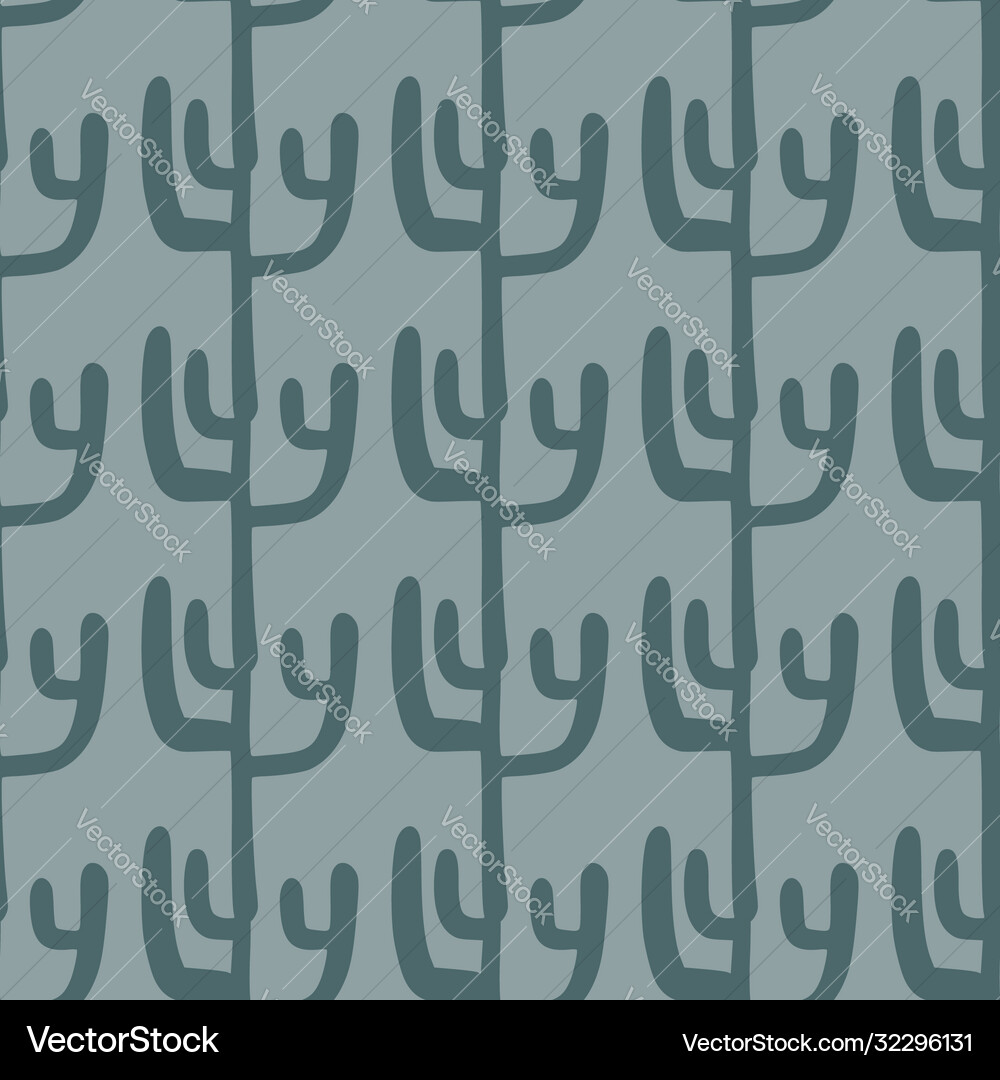 Seamless pattern with cactuses on green Royalty Free Vector