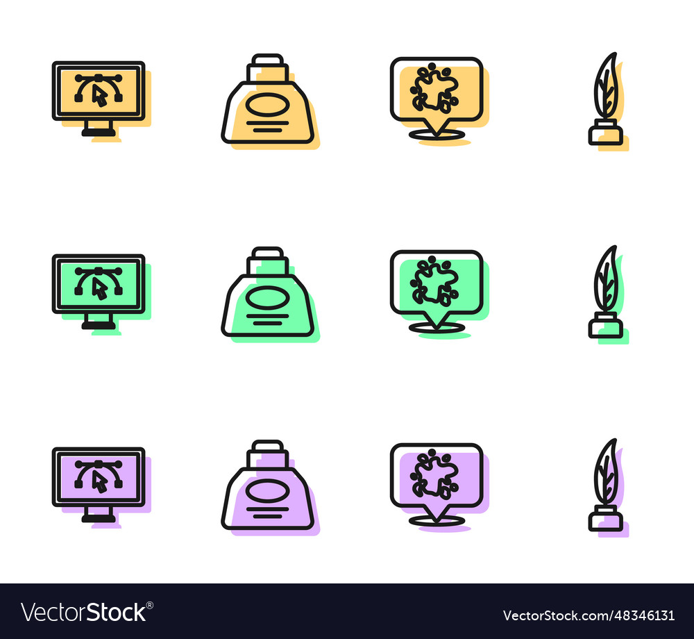 Set line paint spray computer with design program vector image Set line paint spray computer with design program