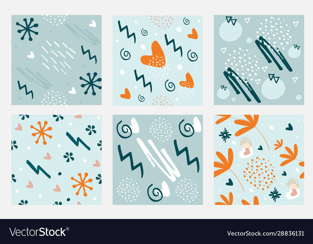 Set seamless pattern with hand draw