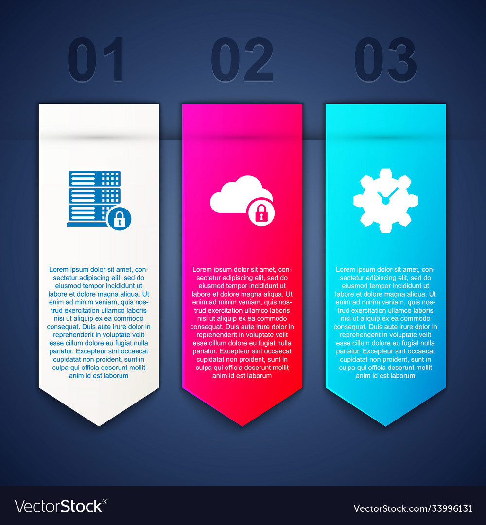 Set server security with lock cloud computing Vector Image Set server security with lock cloud computing