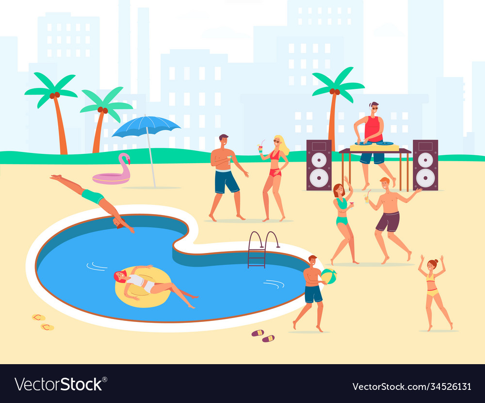 Premium Vector  Funny summer banner. pool party