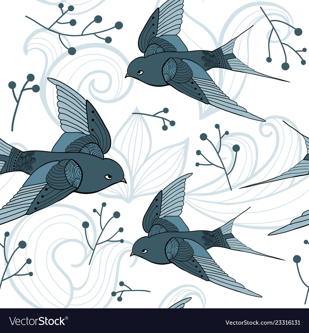 Swallow seamless pattern Vector Image Swallow seamless pattern