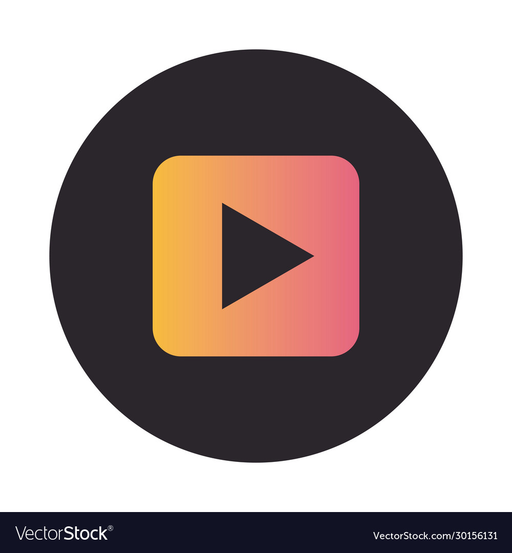 Video player button block style icon vector image Video player button block style icon