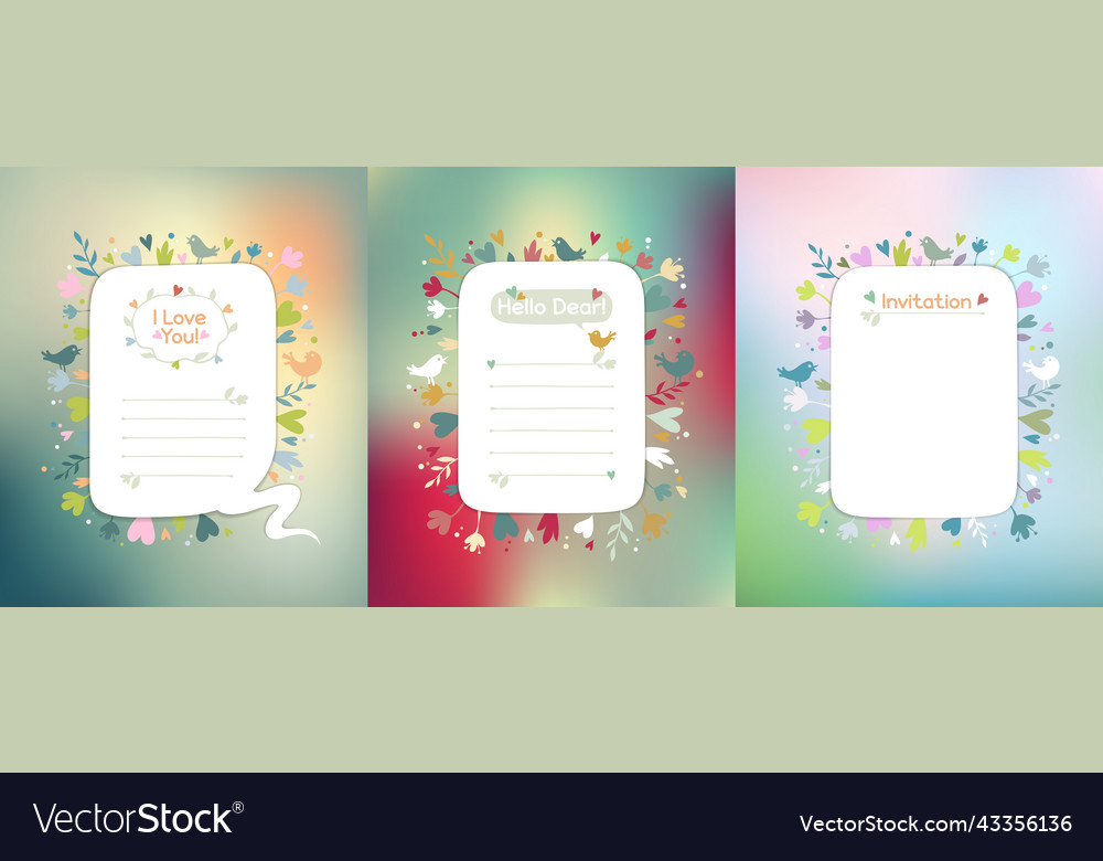 Beautiful romantic notes templates set Royalty Free Vector