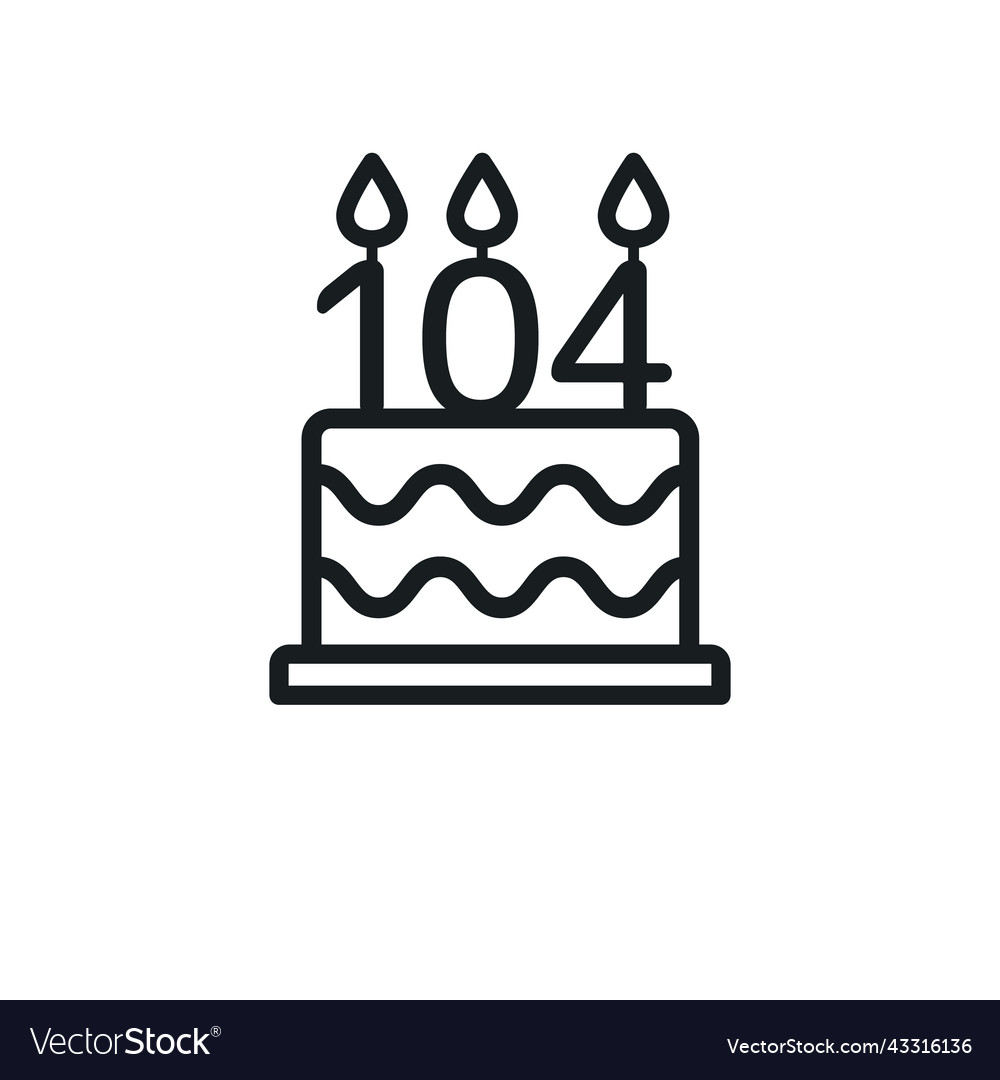 birthday-cake-line-icon-with-candle-number-104-vector-image