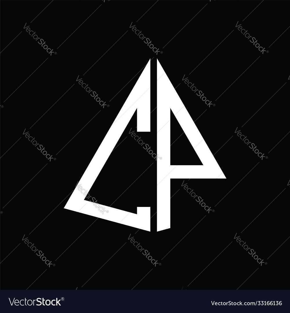 C p white triangle initials with a black