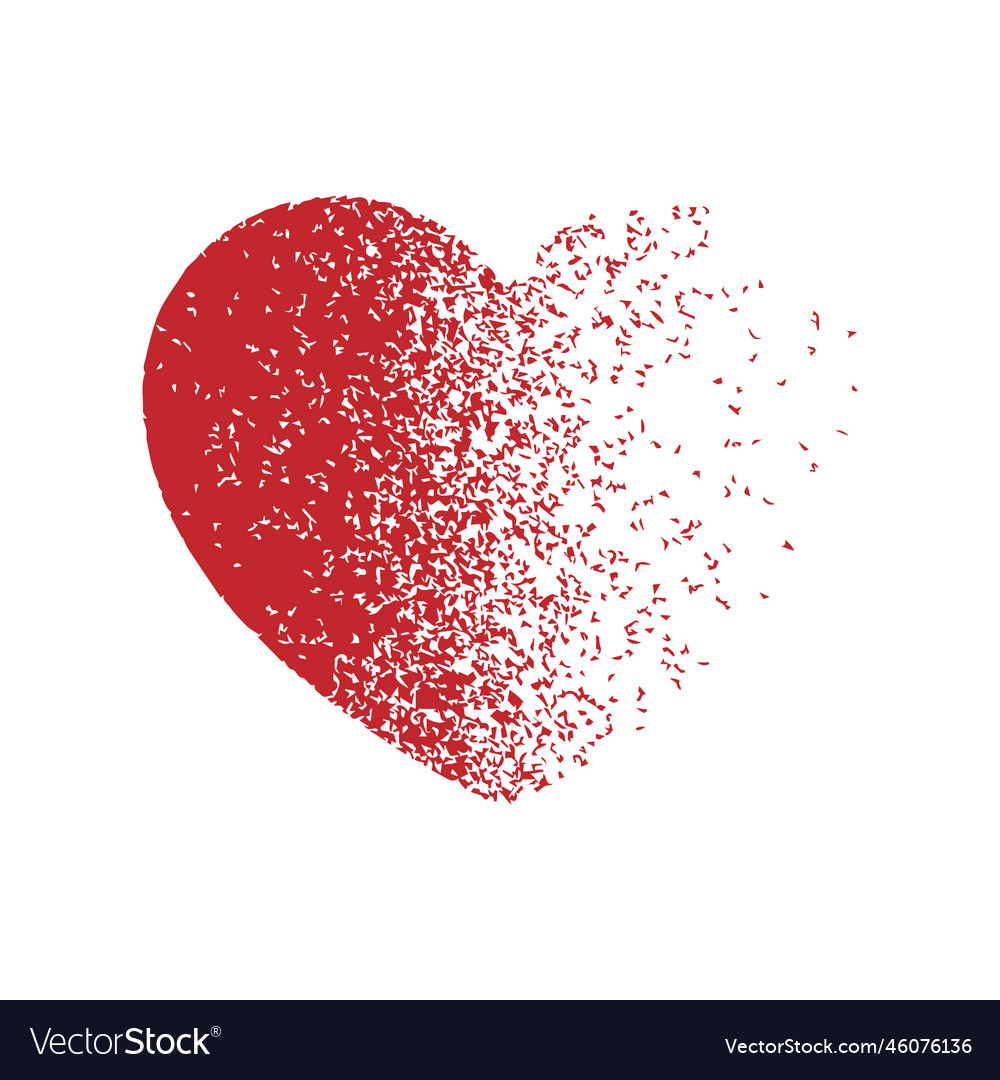 Exploding heart with grain texture Vector Image Exploding heart with grain texture