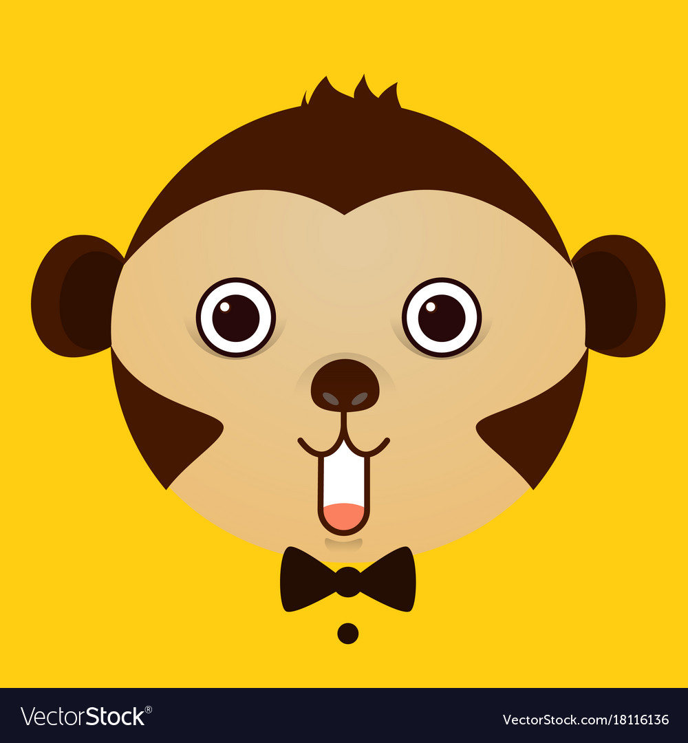 Flat image of monkey face on yellow background