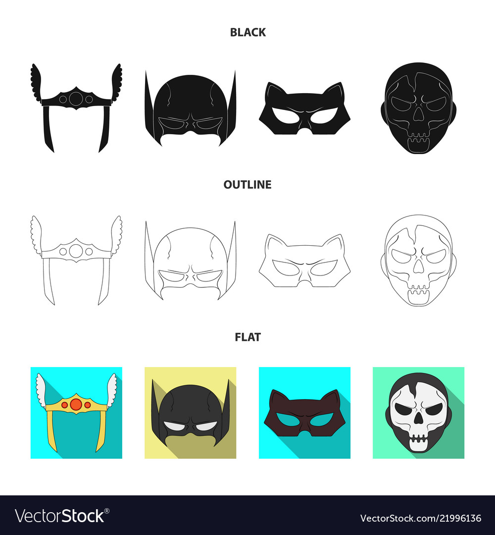 Isolated object of hero and mask sign set vector image Isolated object of hero and mask sign set