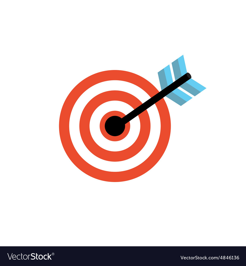 Line icon with flat graphics element of target