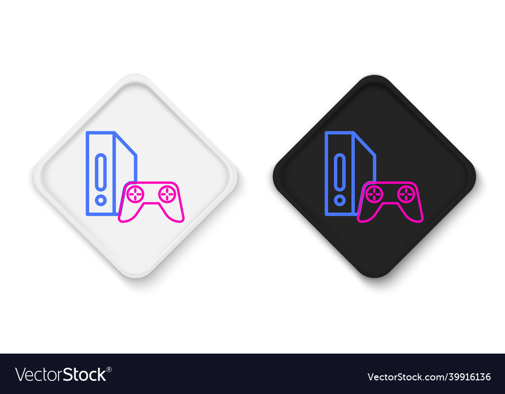 Line video game console with joystick icon