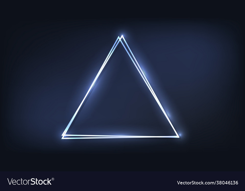 Neon double triangular frame with shining effects vector image Neon double triangular frame with shining effects