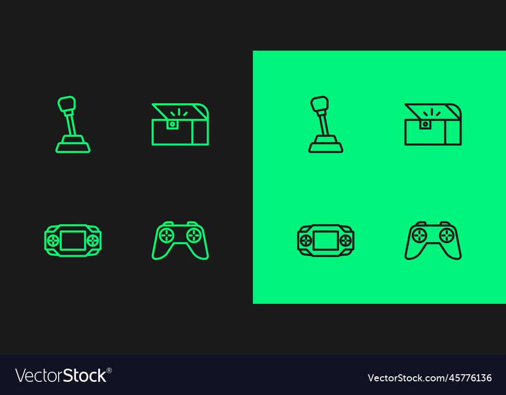 Set line game controller or joystick portable vector image Set line game controller or joystick portable