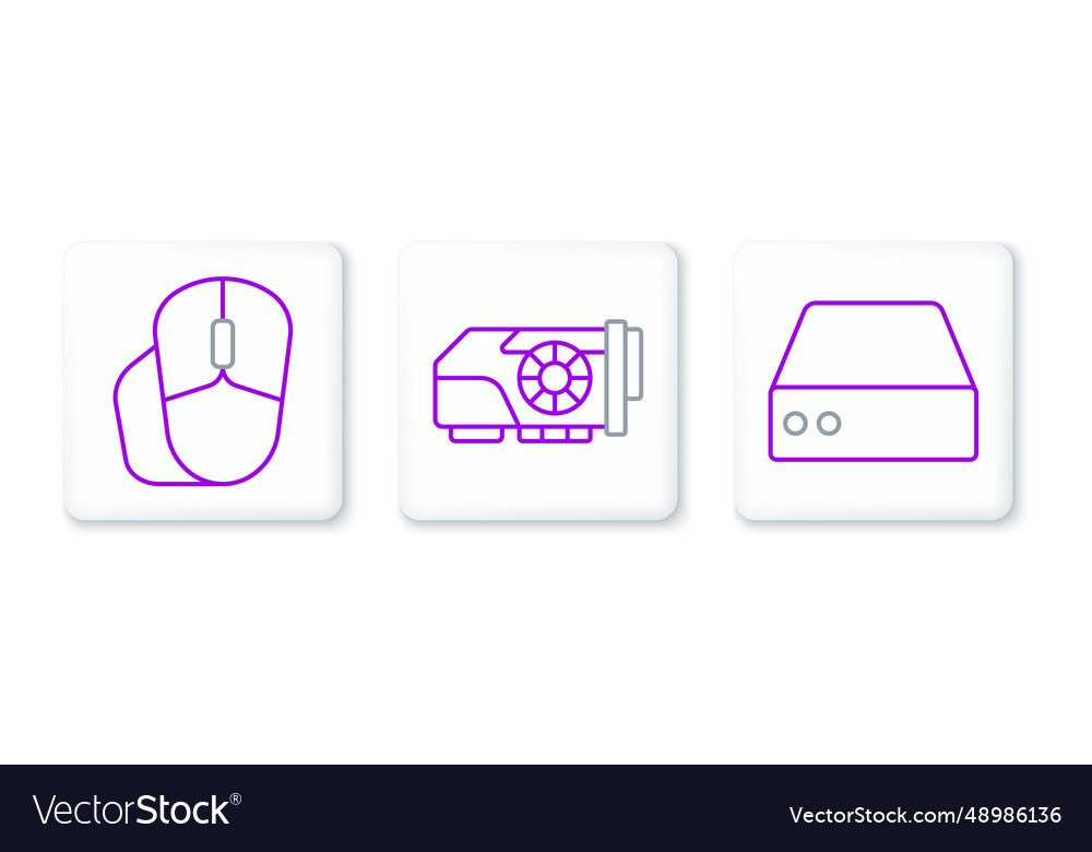 Set line server data web hosting computer mouse vector image Set line server data web hosting computer mouse