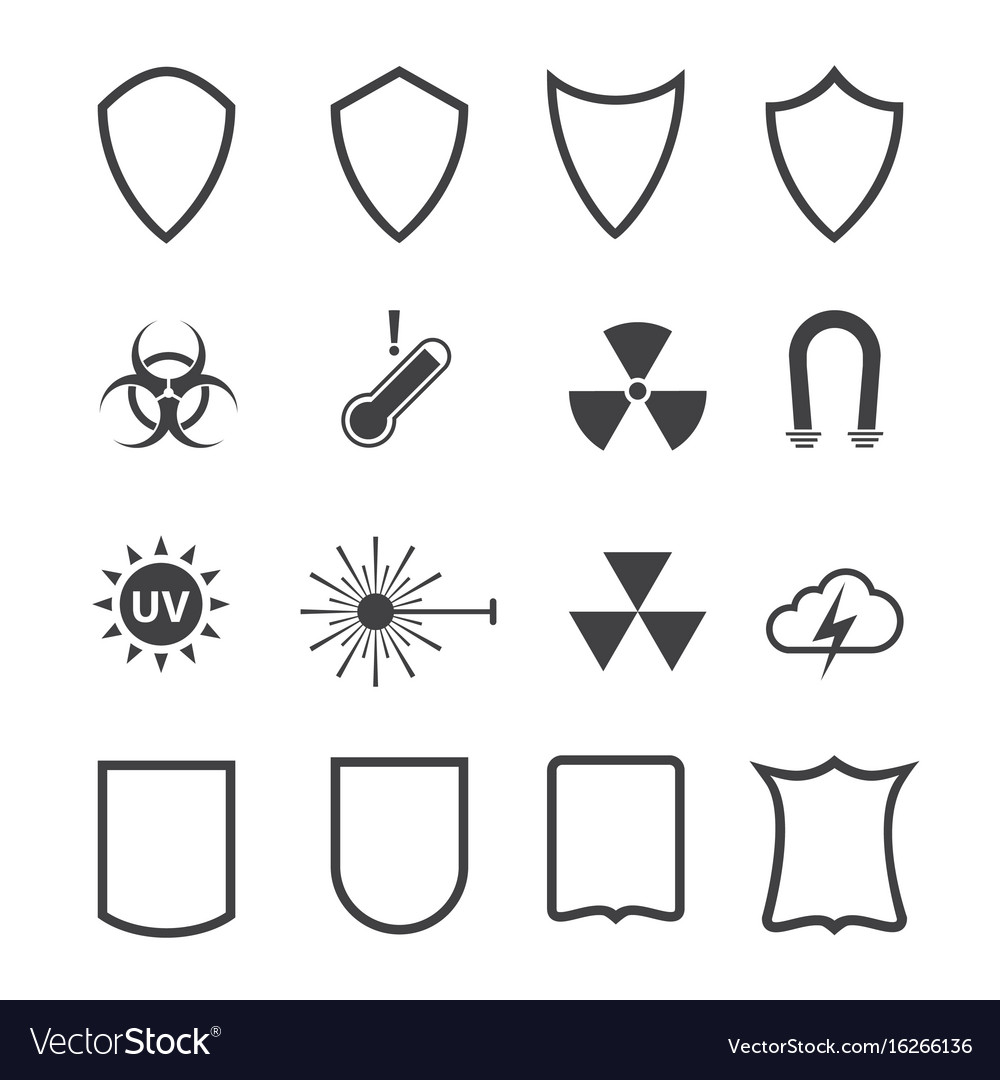 Shield and protection icons set on texture