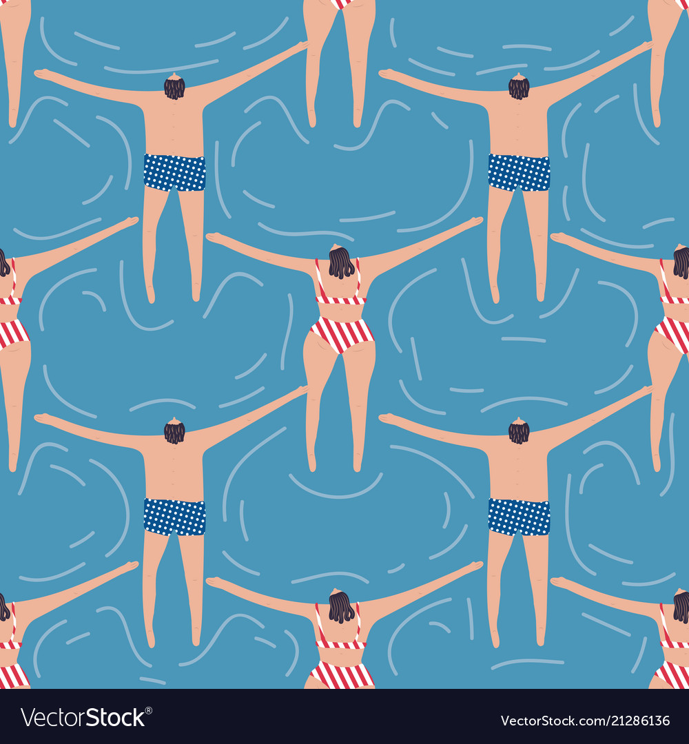 Swimmers in the pool seamless pattern Vector Image Swimmers in the pool seamless pattern