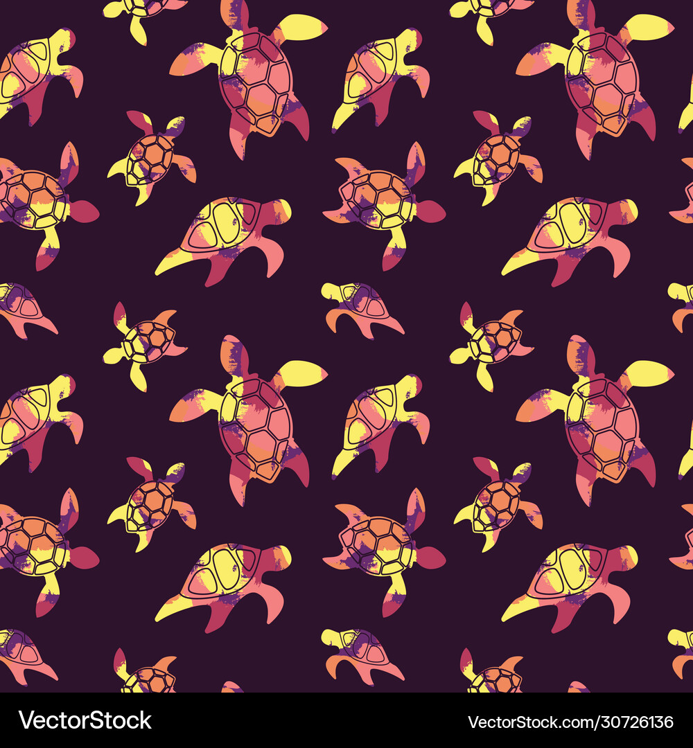 Tropical pattern with turtles Royalty Free Vector Image