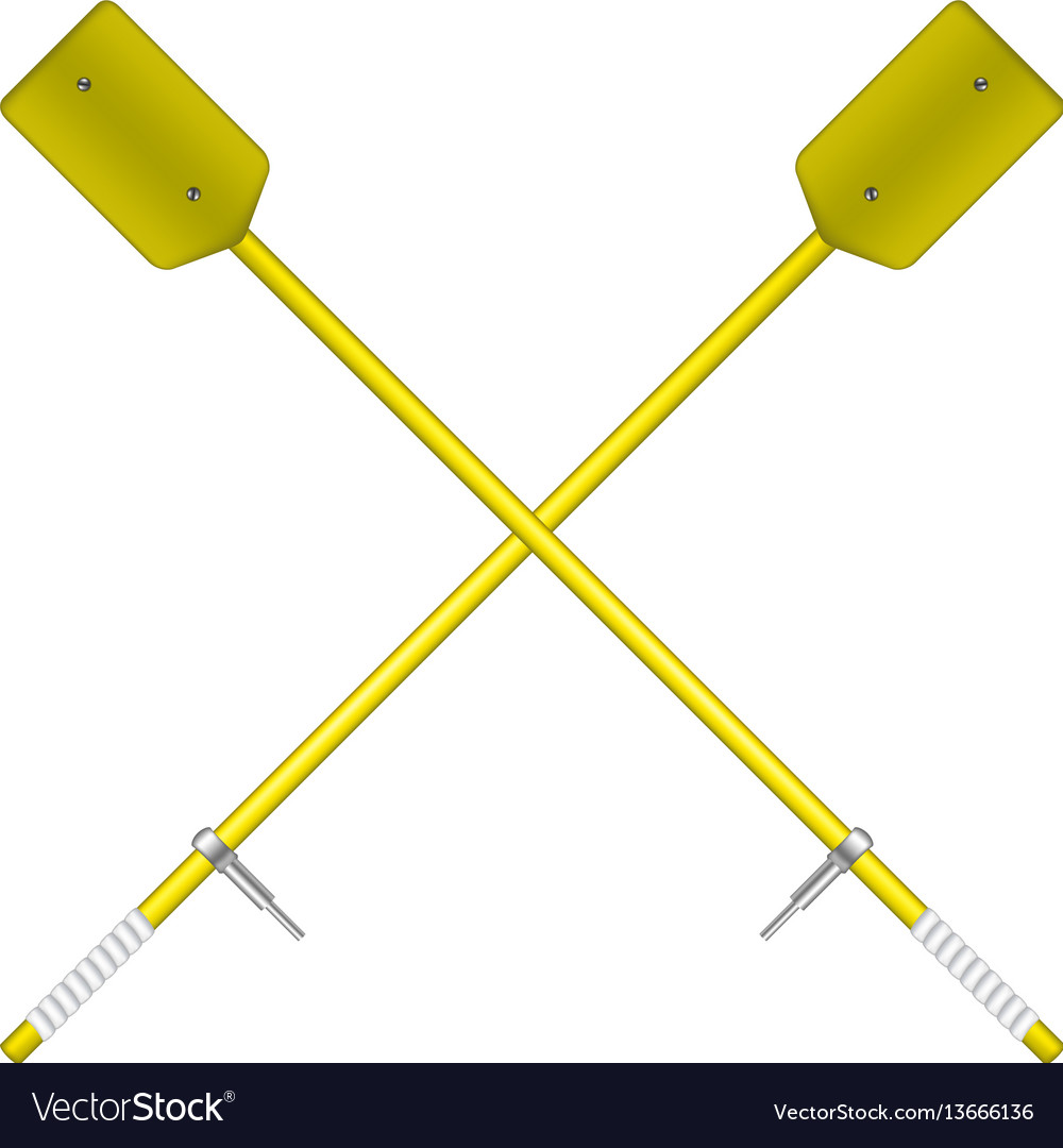 Two crossed old oars in yellow design