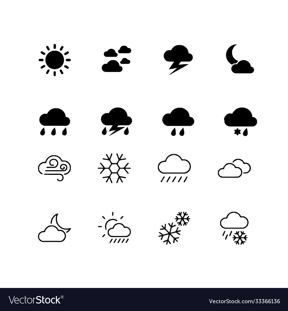 Wettersymbole mit weißem Hintergrund