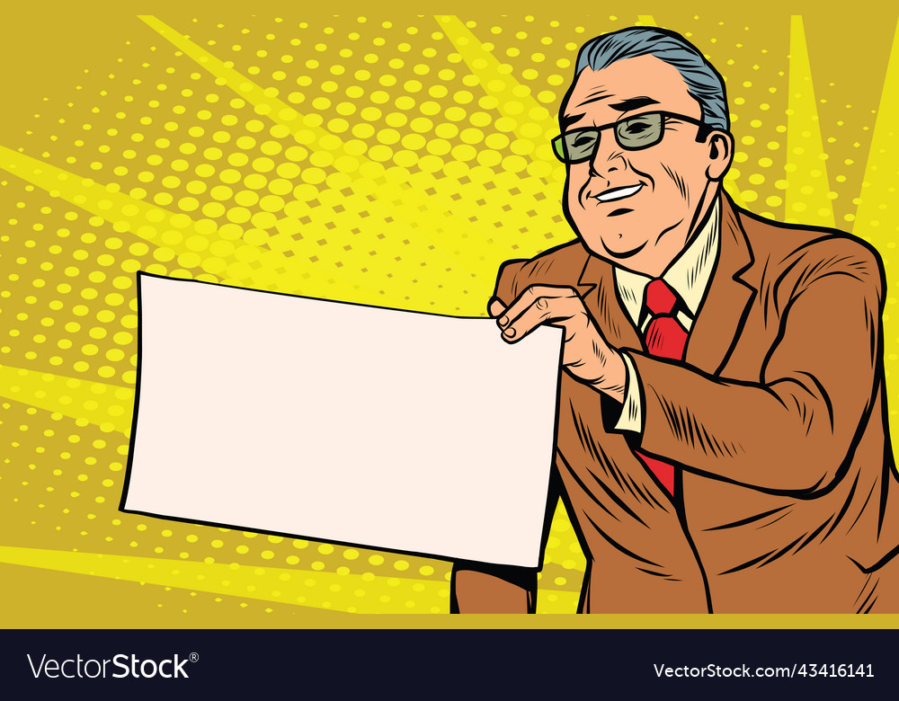 Boss businessman with a blank sheet of paper Vector Image Boss businessman with a blank sheet of paper