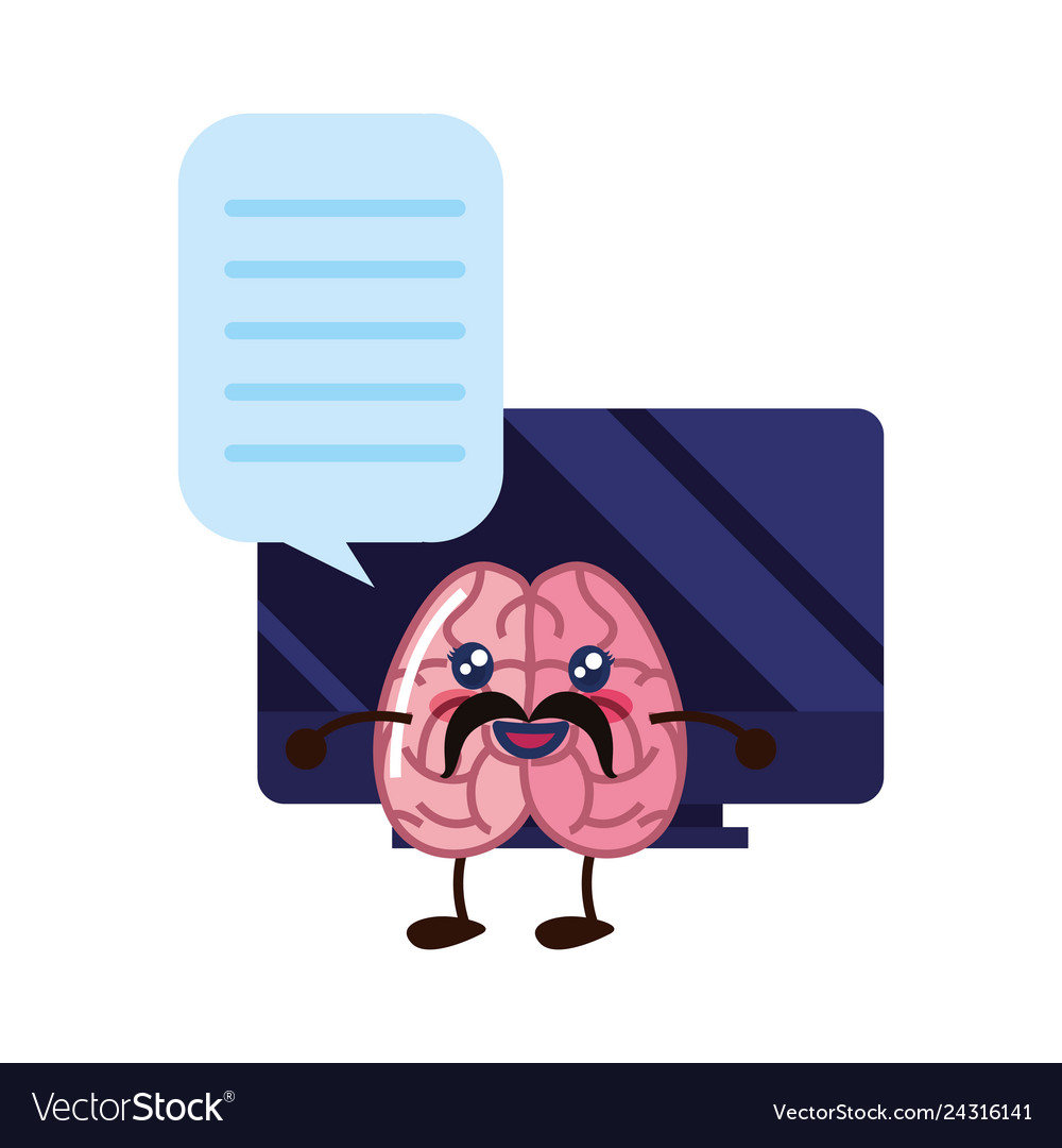 Brain cartoon computer