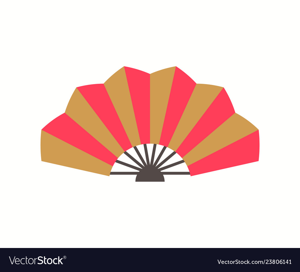 Chinese folding fan with red and gold color Vector Image