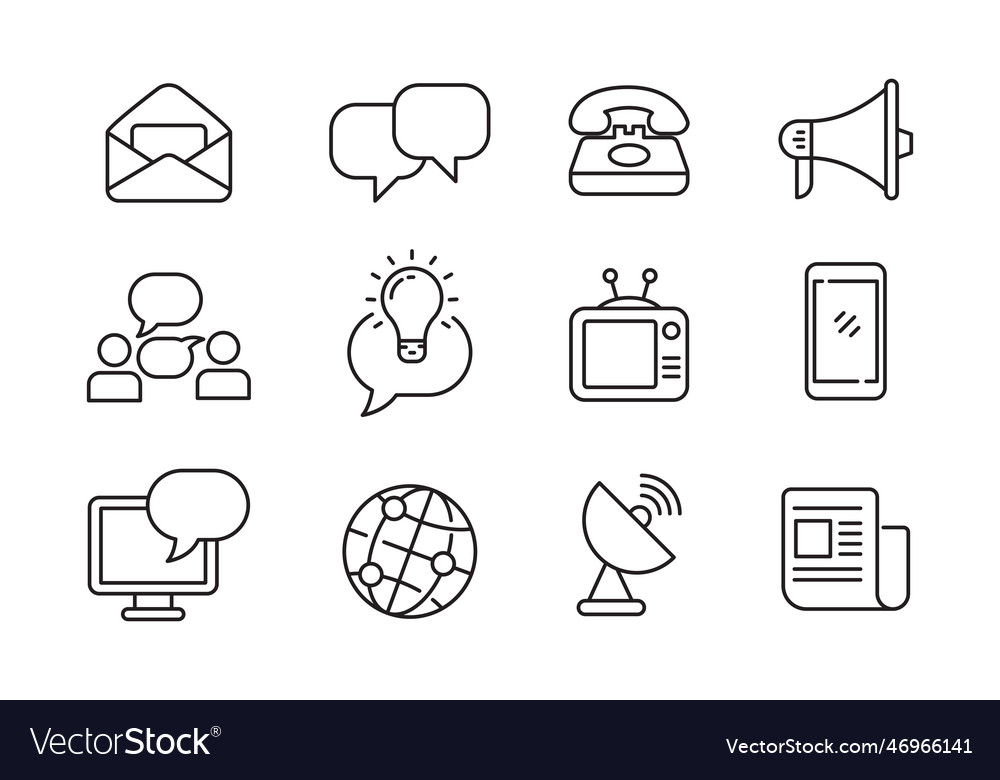 Communication icons collection in linear style vector image Communication icons collection in linear style