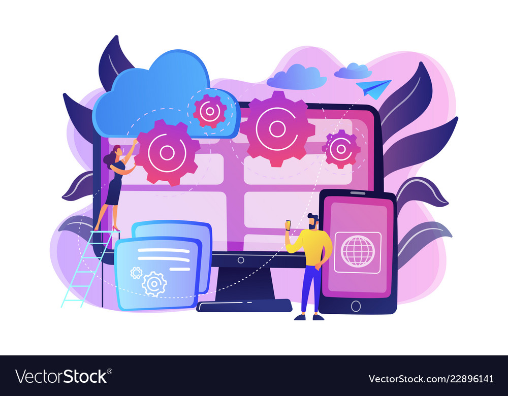 Cross-platform programming concept vector image Cross-platform programming concept