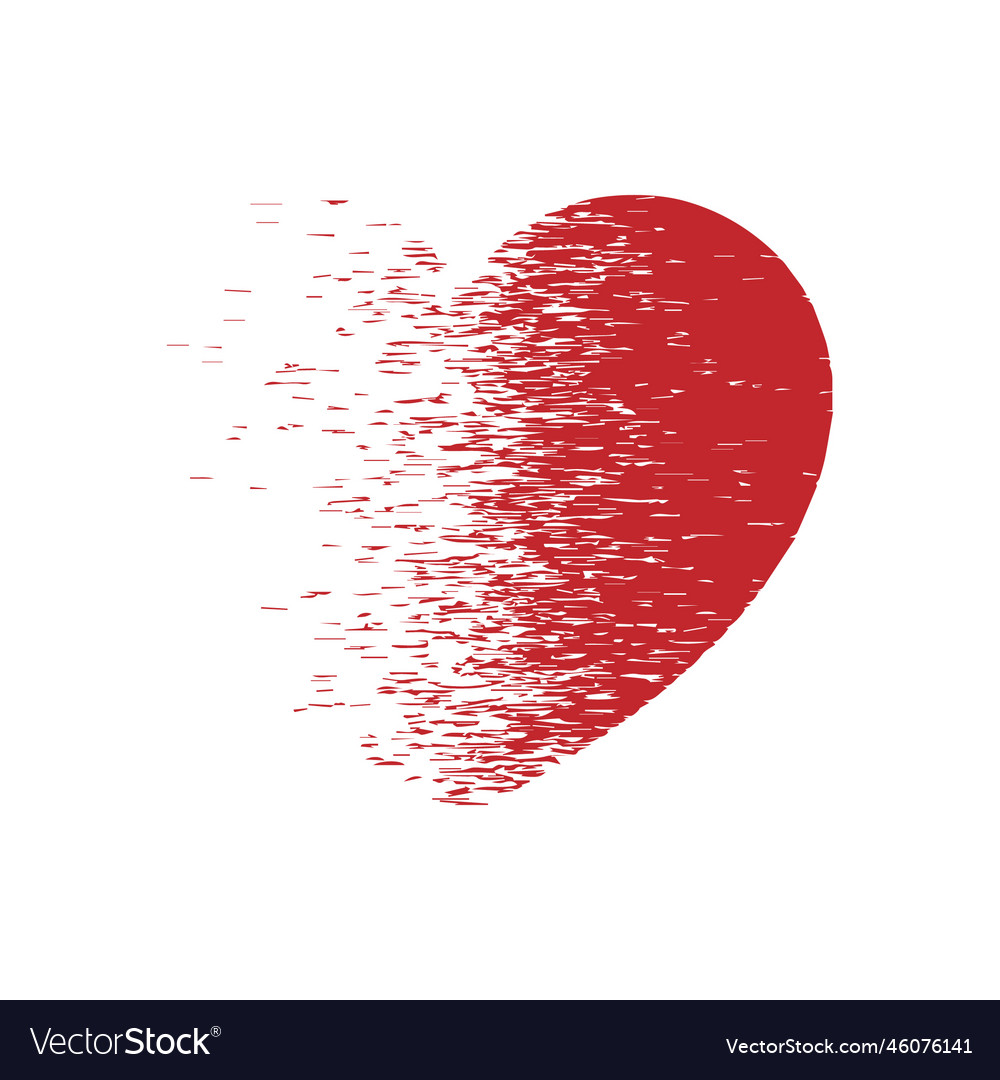 Exploding heart with grain texture Vector Image Exploding heart with grain texture