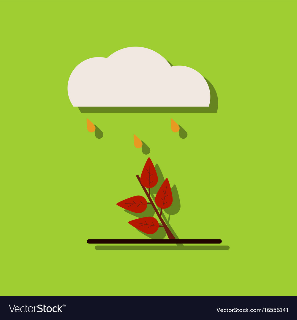 Flat icon design collection rain and bush