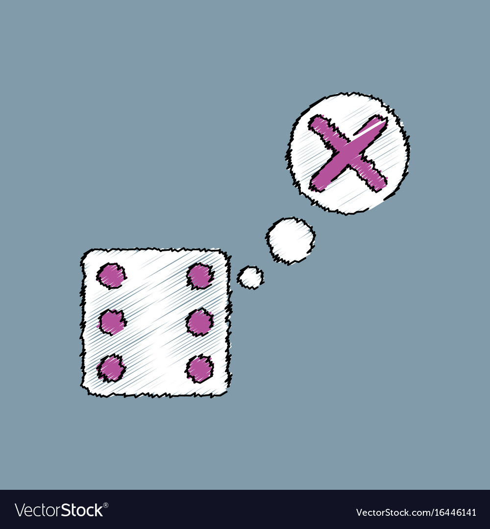 Flat shading style icon dice and x mark