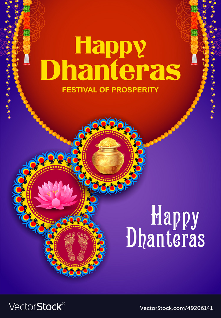 Gold coin in pot for dhantera celebration on happy