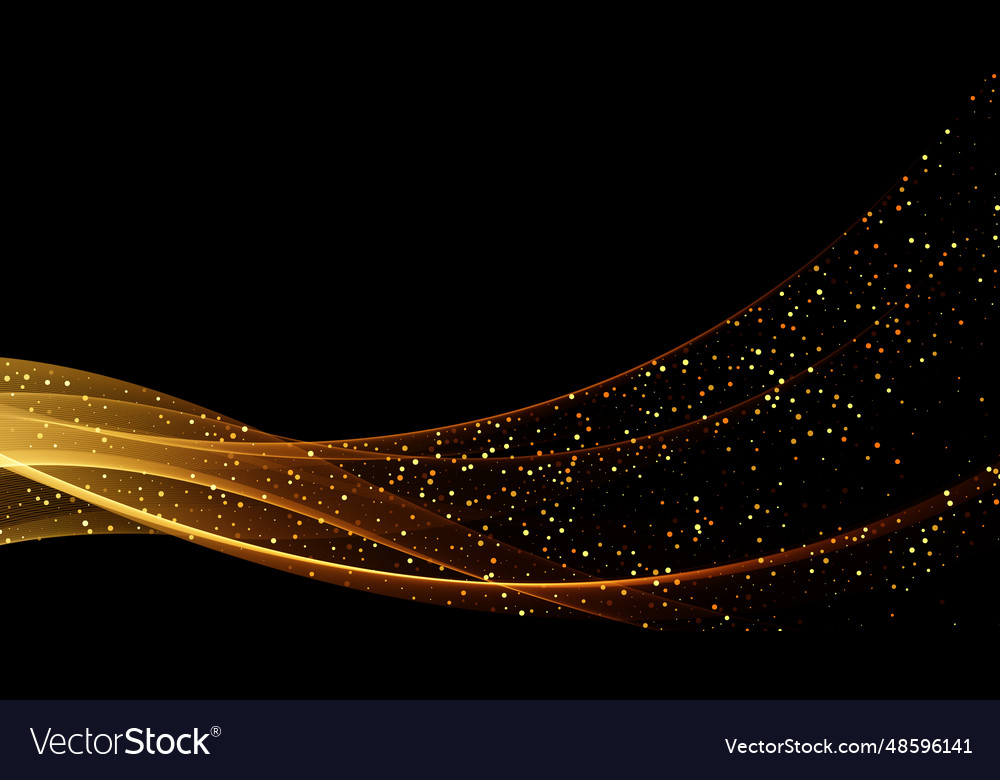 Golden wave flow of transparent gold lines Vector Image