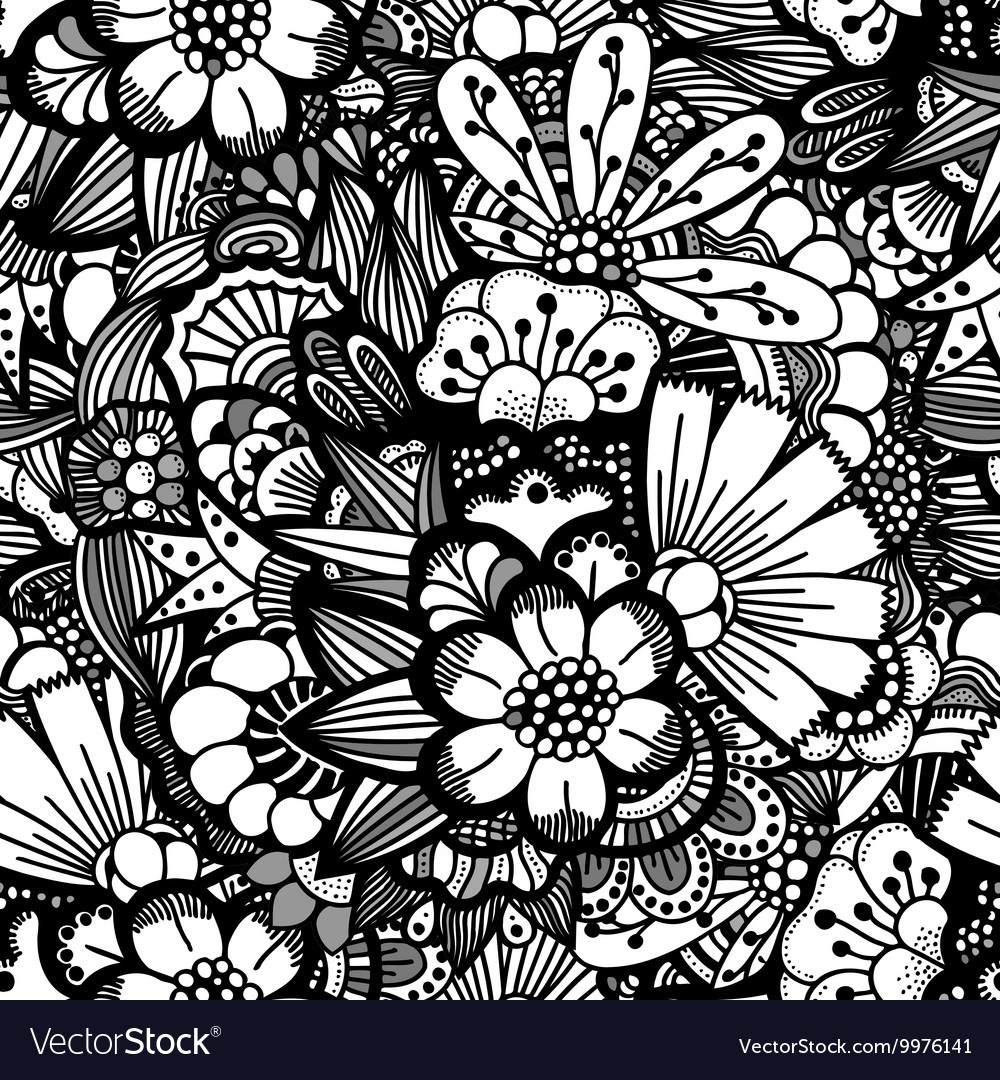 Hand drawn floral wallpaper