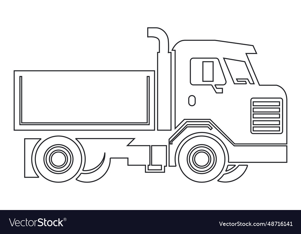 Heavy truck trailer outline Royalty Free Vector Image