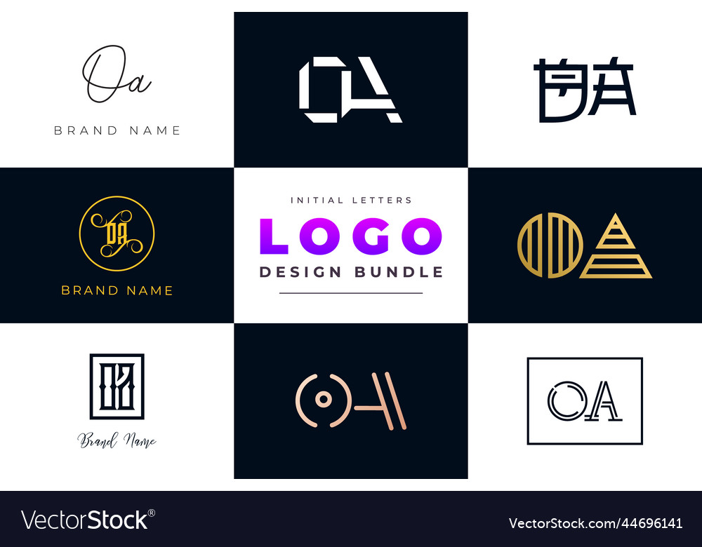 Initial letters oa logo design bundle