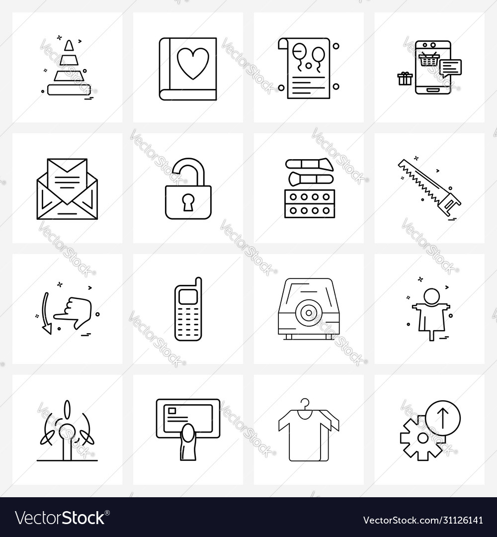 Isolated symbols set 16 simple line icons