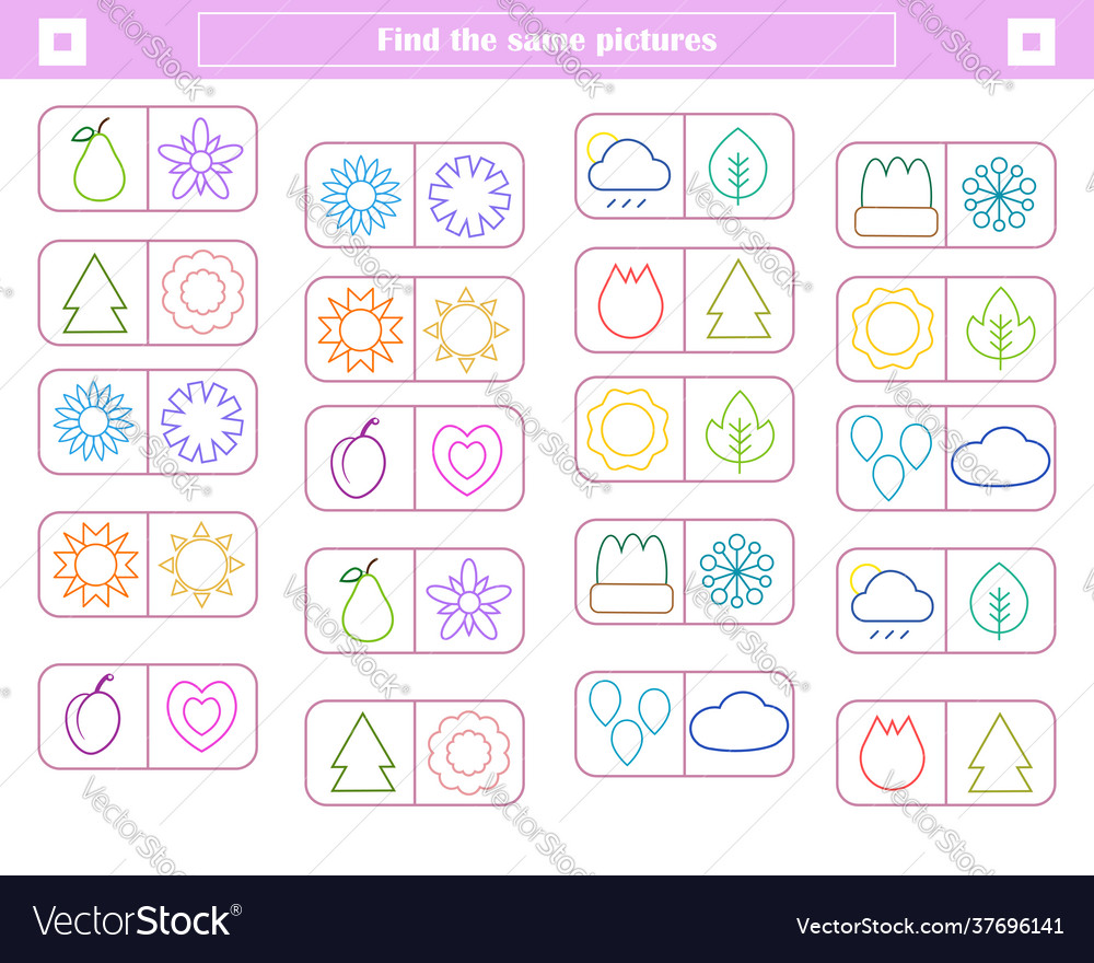 Logic game for children find and connect identic vector image Logic game for children find and connect identic
