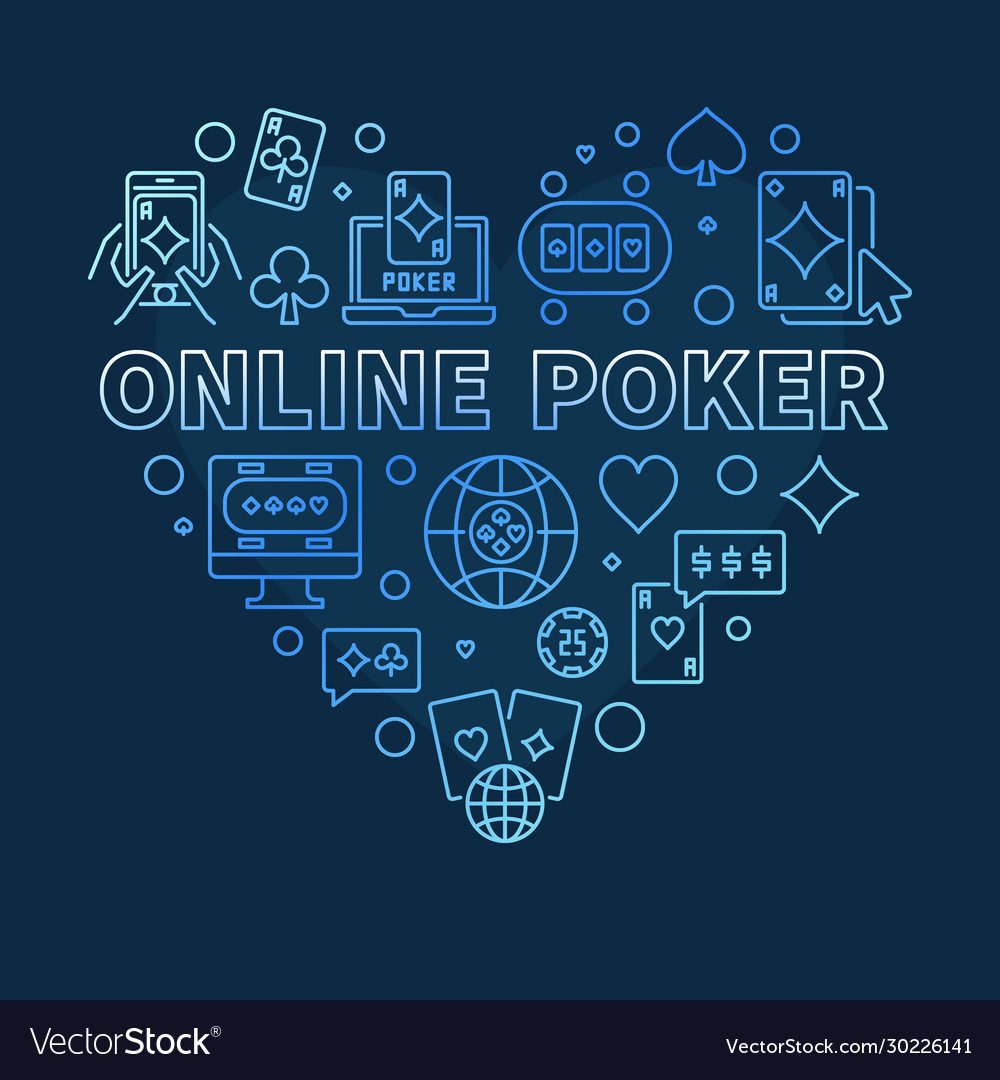 Online poker blue modern heart line