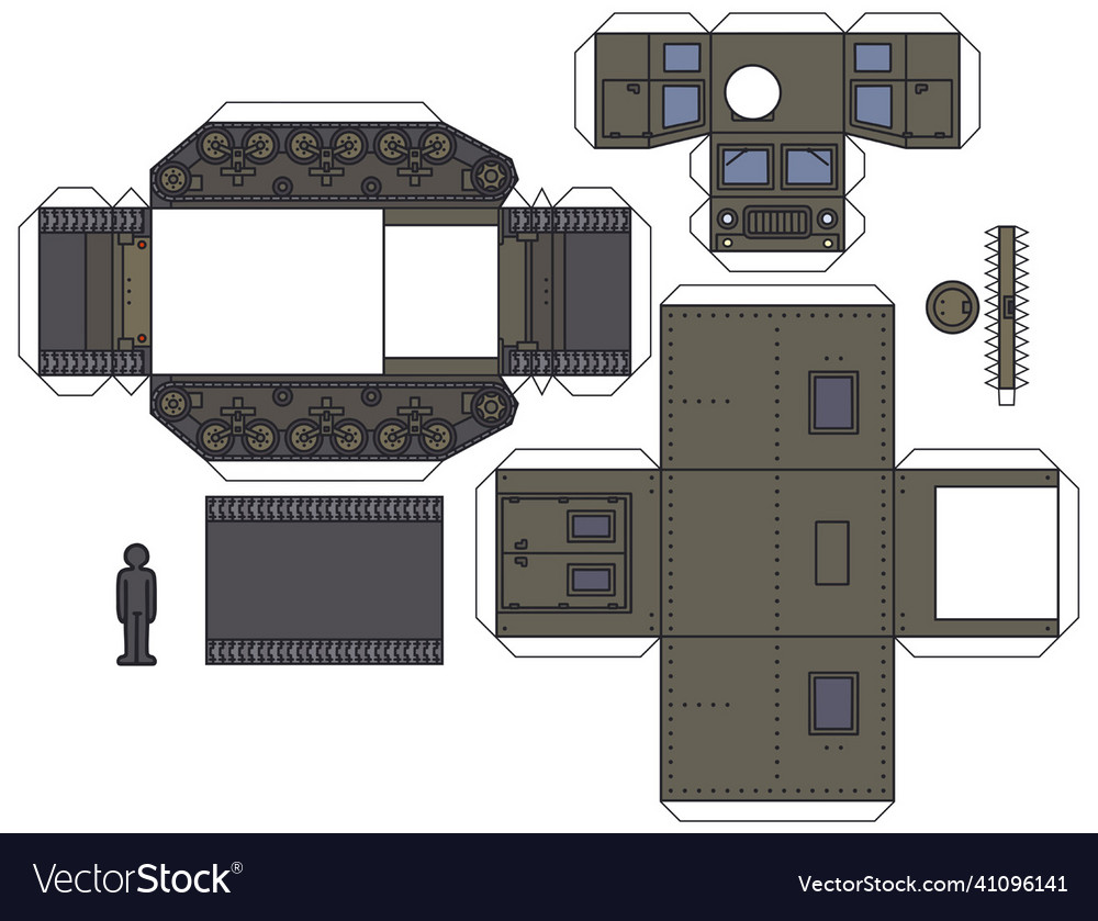 Paper model of a vintage tracked vehicle Vector Image
