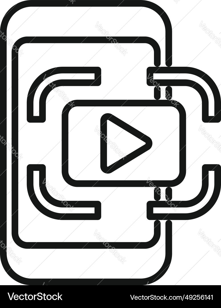 Play virtual video icon outline code Royalty Free Vector