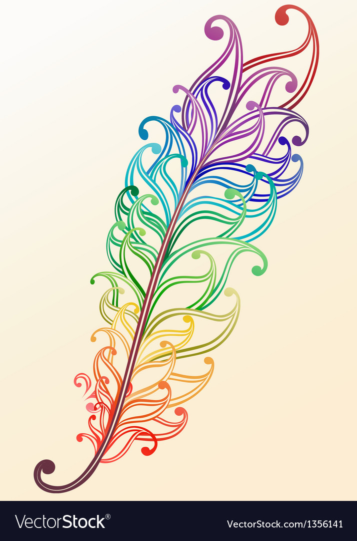 Rainbow Feather Royalty Free Vector Image - Vectorstock