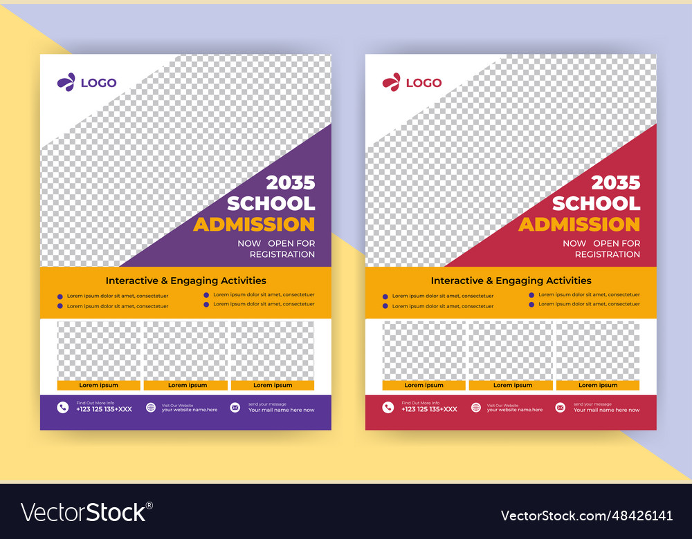 School admission flyer design kids education Vector Image