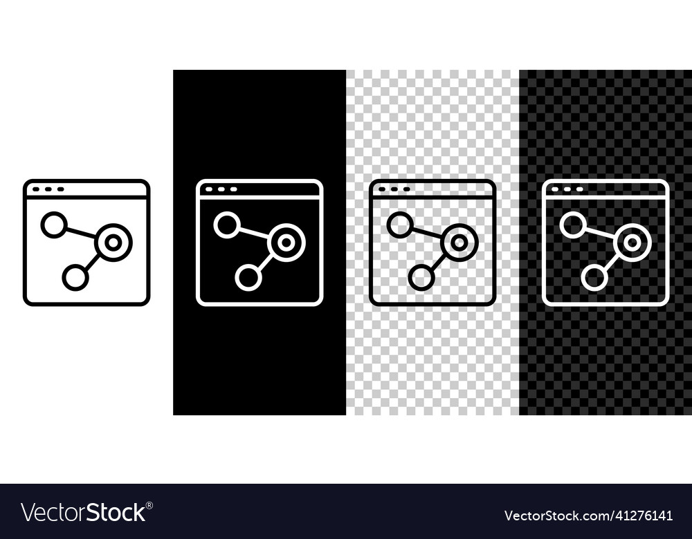 Set line browser window icon isolated on black vector image Set line browser window icon isolated on black