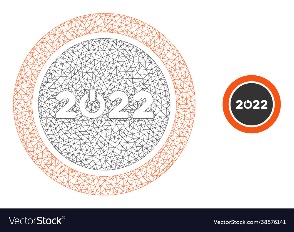 Start 2022 round button mesh network model vector image Start 2022 round button mesh network model