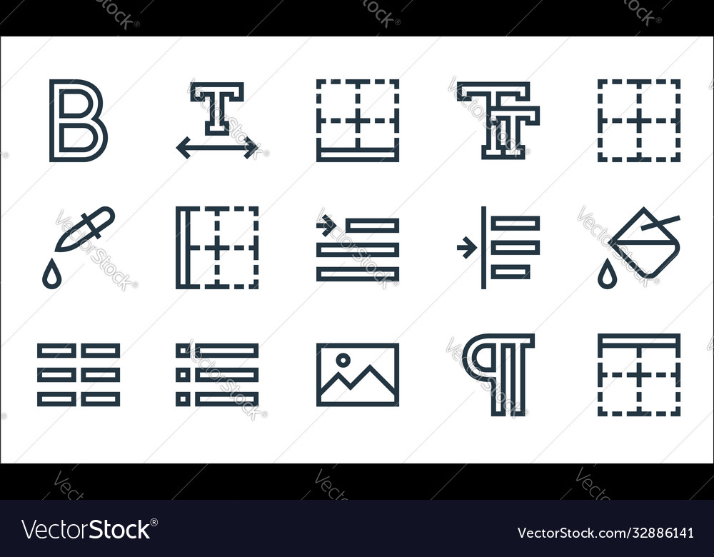 Text editor line icons linear set quality vector image Text editor line icons linear set quality