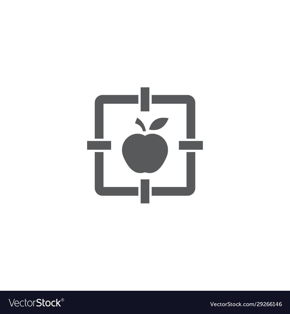 Apple with target icon symbol isolated on white