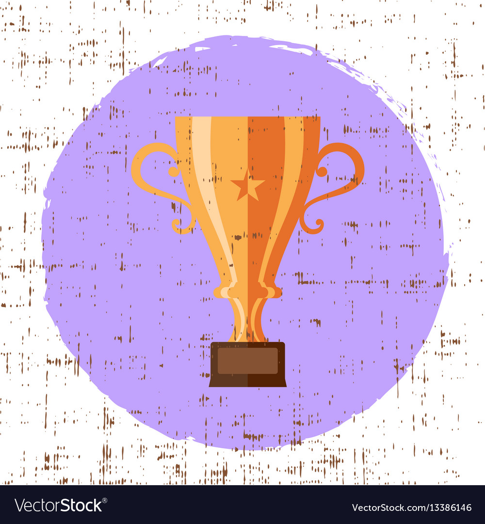 Bronze cup trophy icon grunge retro design vector image Bronze cup trophy icon grunge retro design