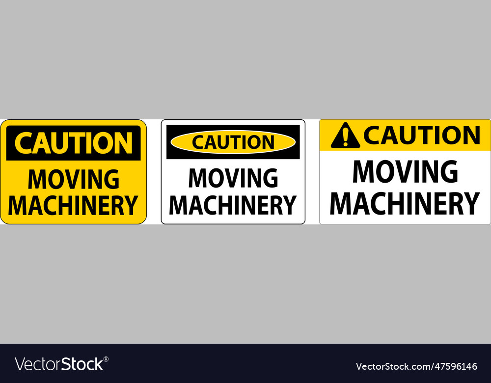 Caution moving machinery sign on white background vector image Caution moving machinery sign on white background