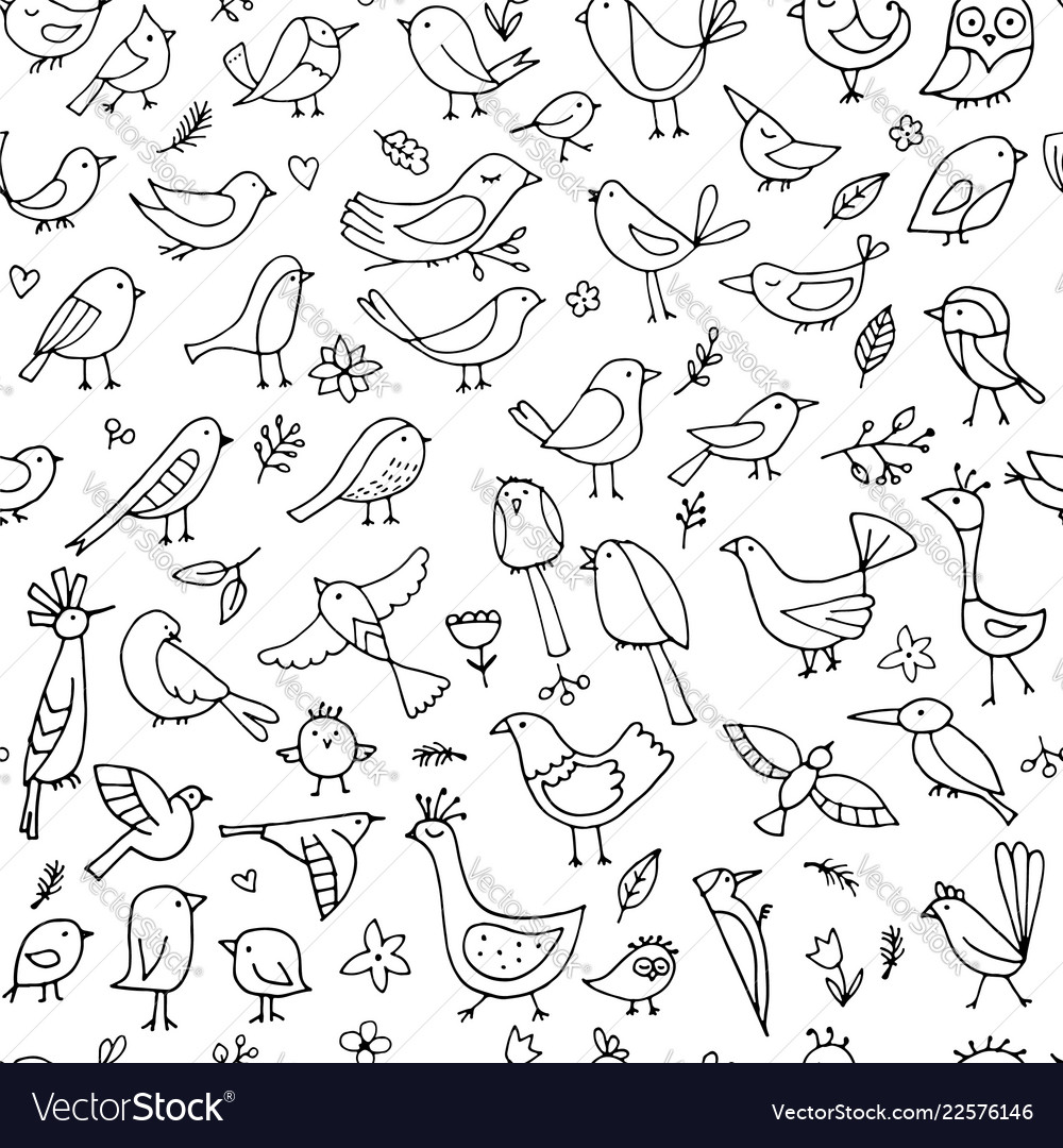 Cheerful Birds Seamless Pattern